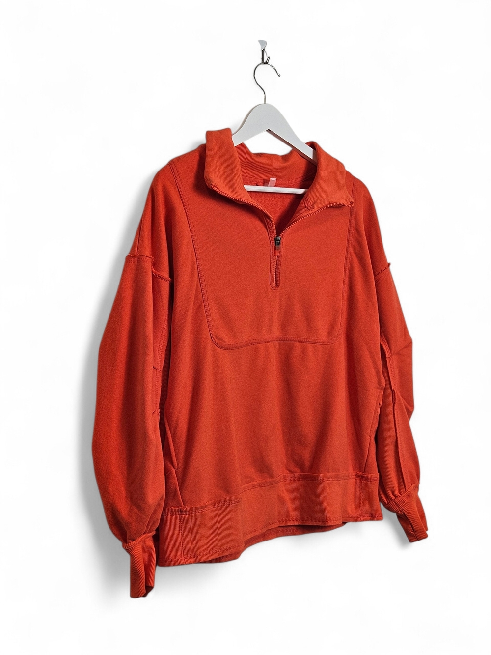 FP Movement In The Clouds Sweatshirt XS Oversized Quarter Zip Rust Athleisure